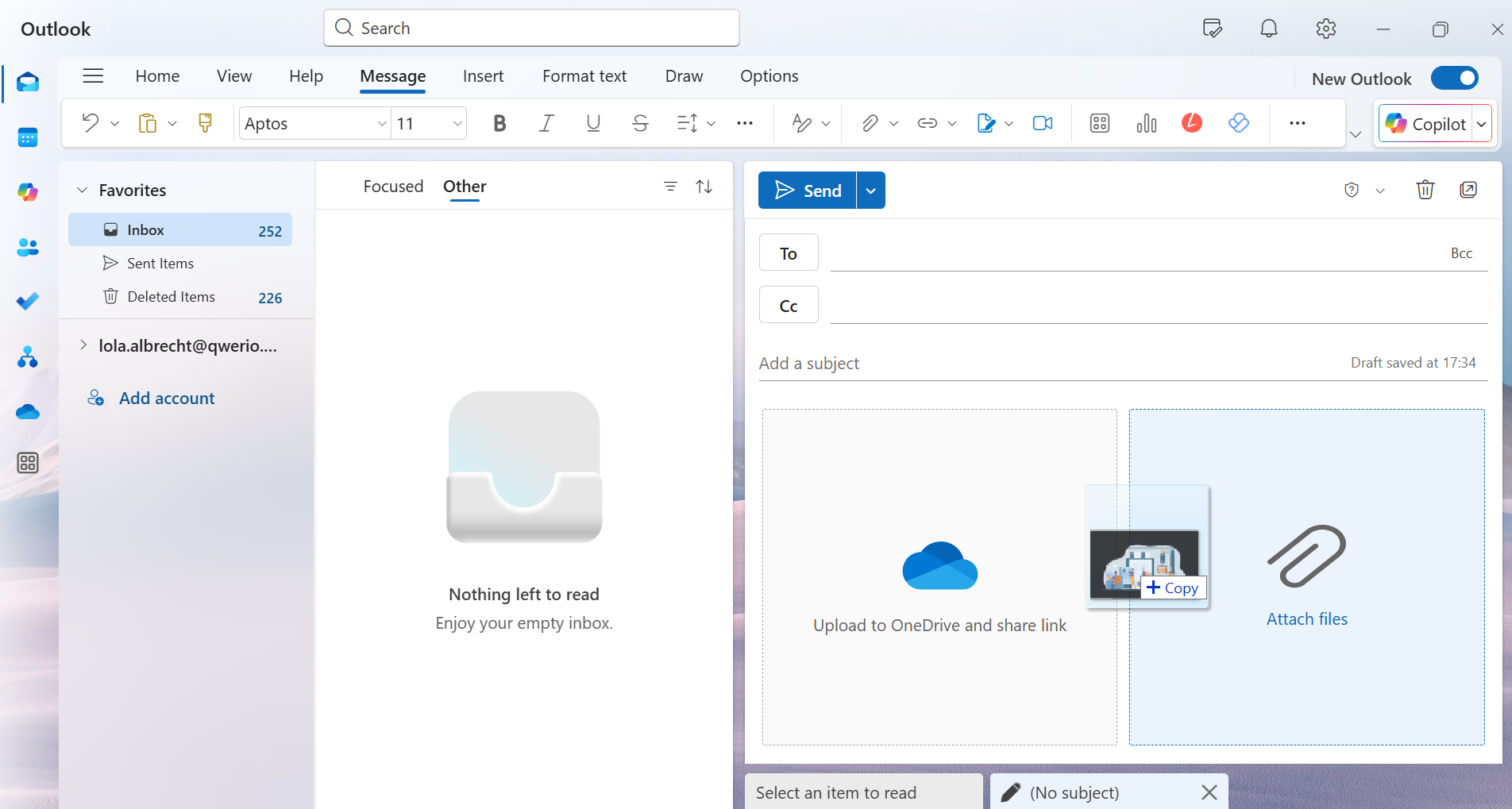 outlook glisser deposer
