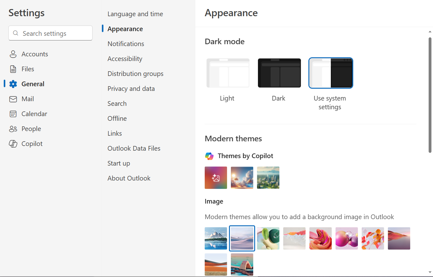 outlook themes